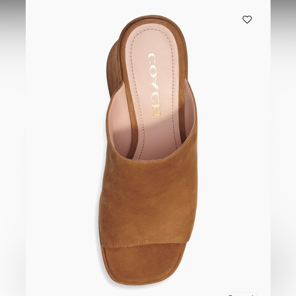 COACH Bobi suede slip on platform open square toe sandals Sz 8 1/2 - Picture 3 of 16